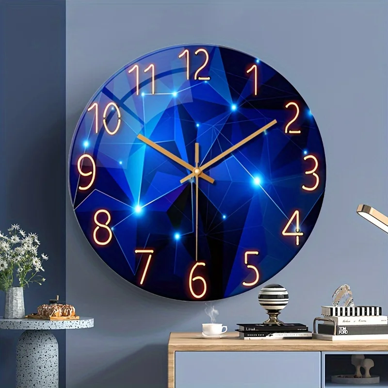Circular Wall Clock, Navy Blue, Dreamy Design, Silent Clock, No ticking Sound Home decoration, living room, bedroom, Dinin