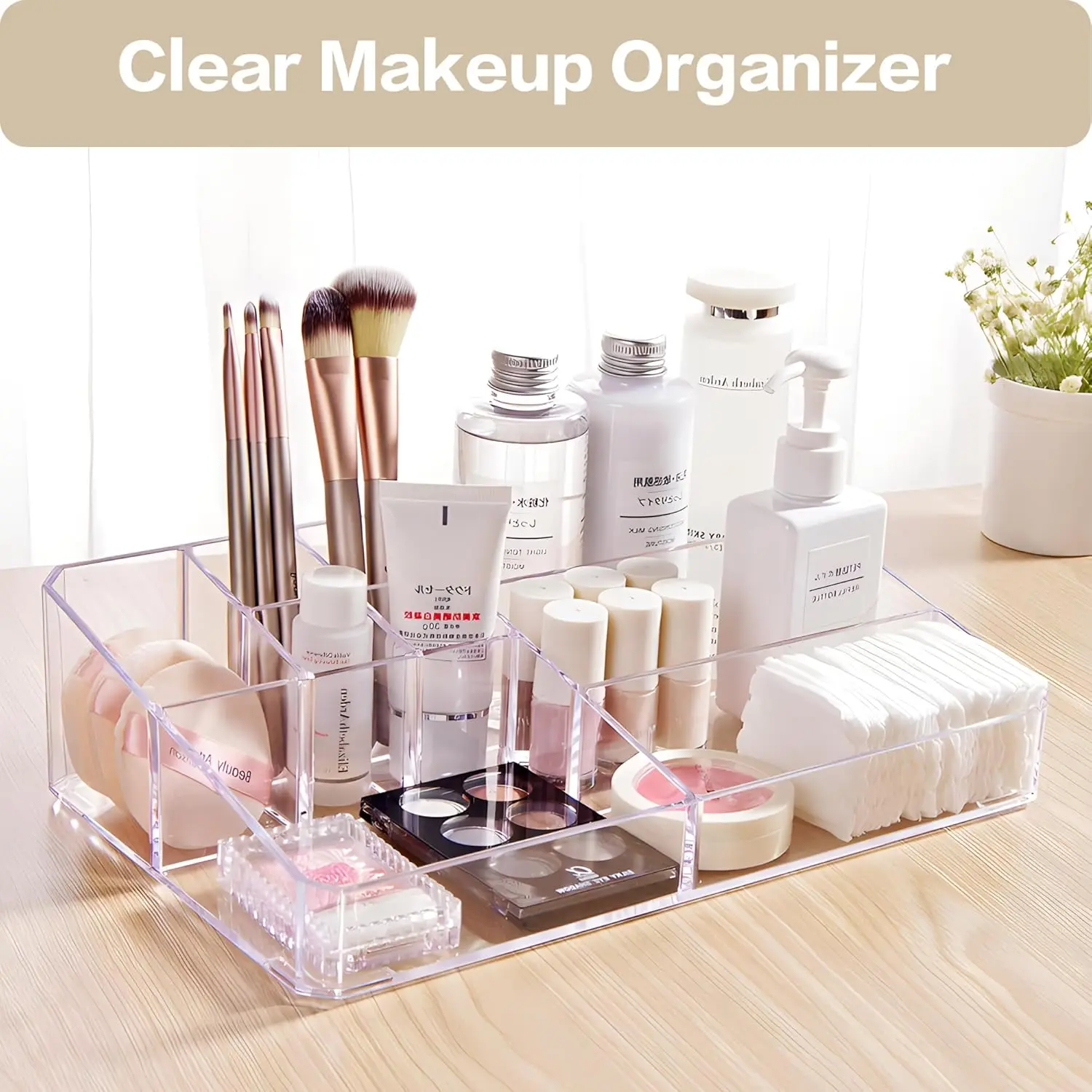 Clear Makeup Organizer, Makeup Brushes Storage Case, Cosmetic Display Case Tray, Tiered Skincare Organizer, Acrylic Lipstick Hol