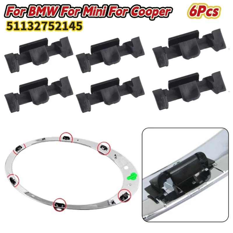6Pcs Car Headlight Trim Ring Clips For BMW For Mini For Cooper R55 R56 R57 R58 R59 R60 R61 F55 F56 F57 51132752145 Auto Clips