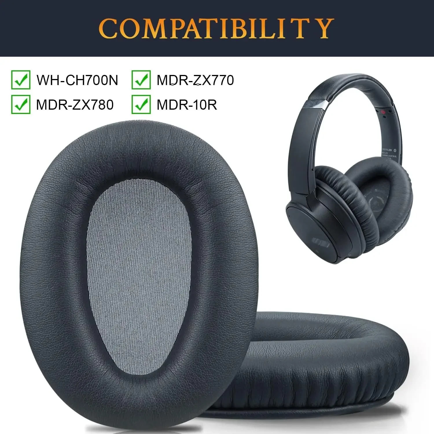 Ear Cushion Memory Foam Ear Pads Replacement for Sony WH-CH700N (WHCH700N) & MDR-ZX780 (ZX780DC)/MDR-ZX770 Headphones