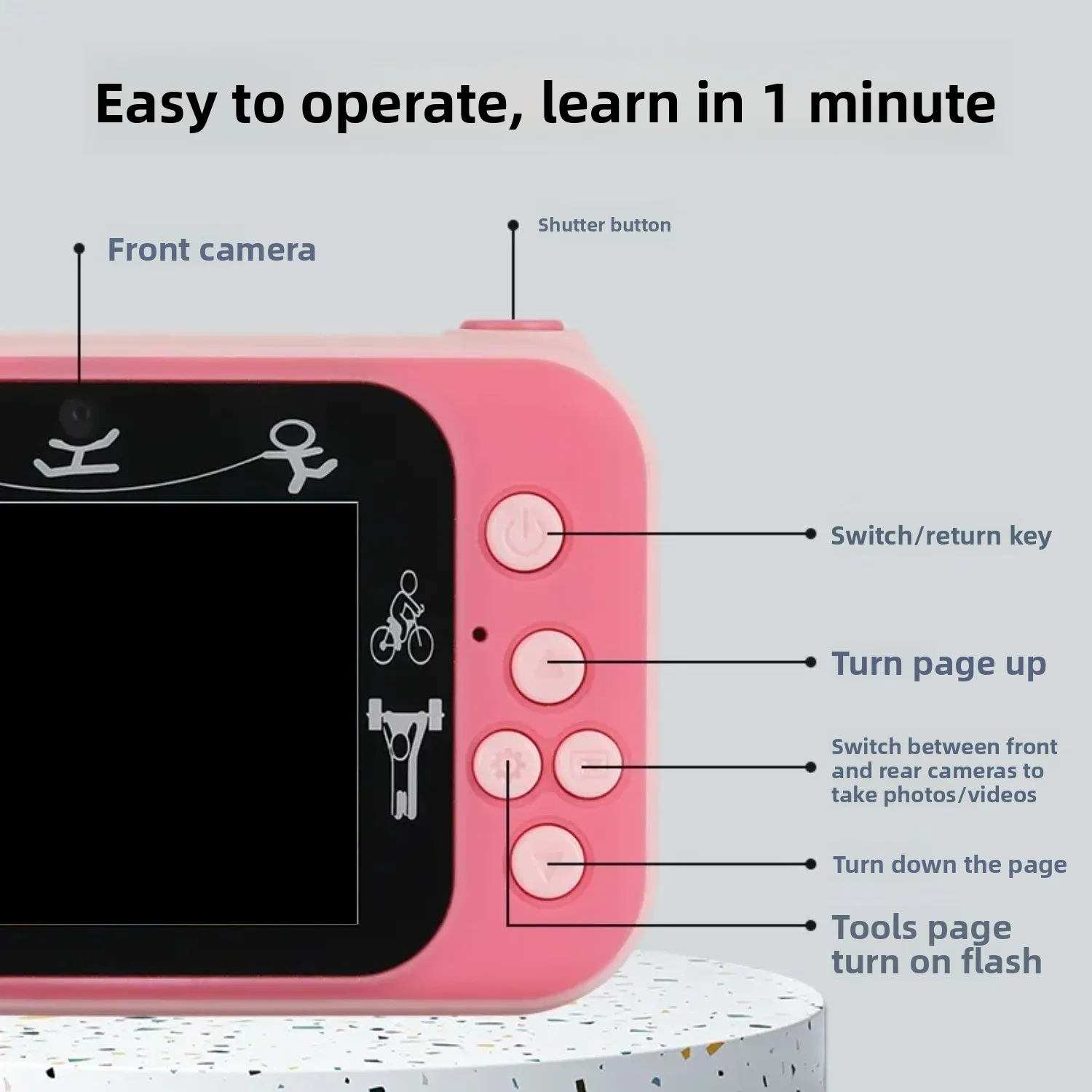 Digital Camera High Definition Sports Action Cam for Kids Teens Beginners Portable Mini Video Recorder Photography Gift