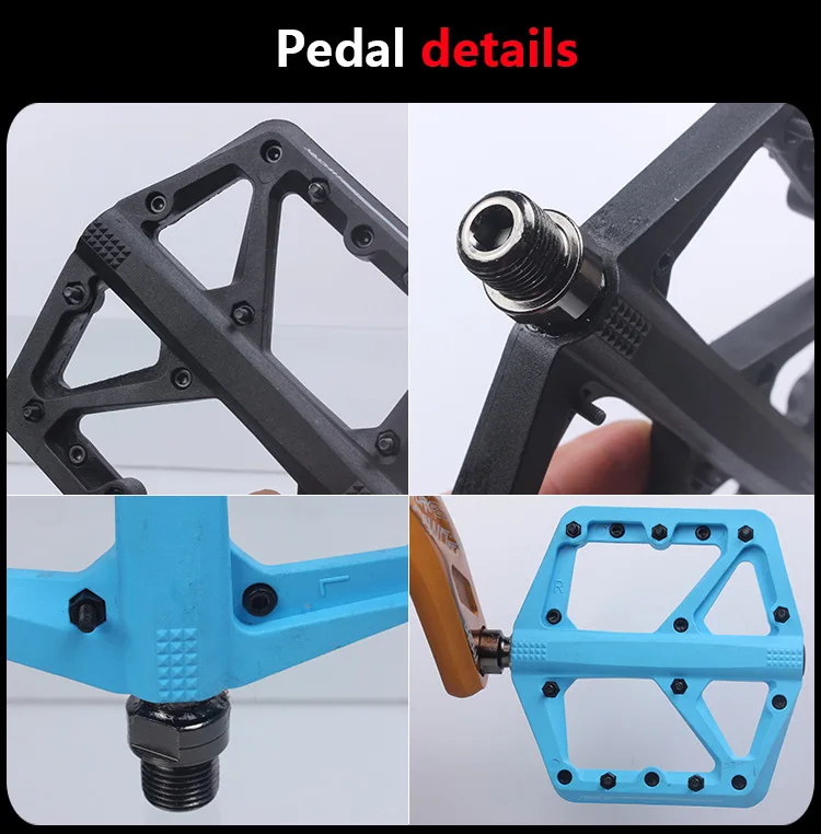 RACEWORK Fahrradpedale aus Nylon, ultraleicht, mit abgedichtetem Lager, rutschfeste Spikes, Fahrradpedale, Fahrradzubehör – Detail 4