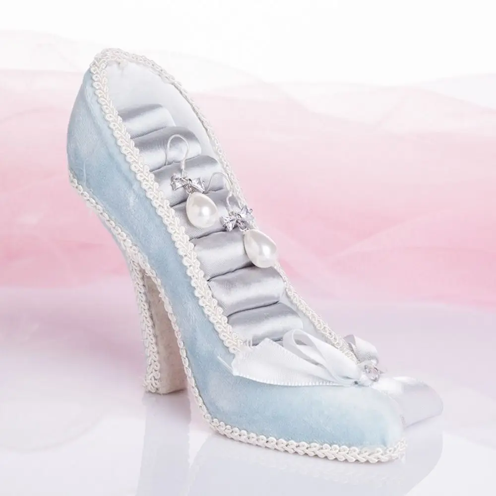 

High-heeled Shoes Velvet Ring Display Stand Luxury Flower Earrings Stand Holder Display Lace Elegant Jewelry Rack Stand Display