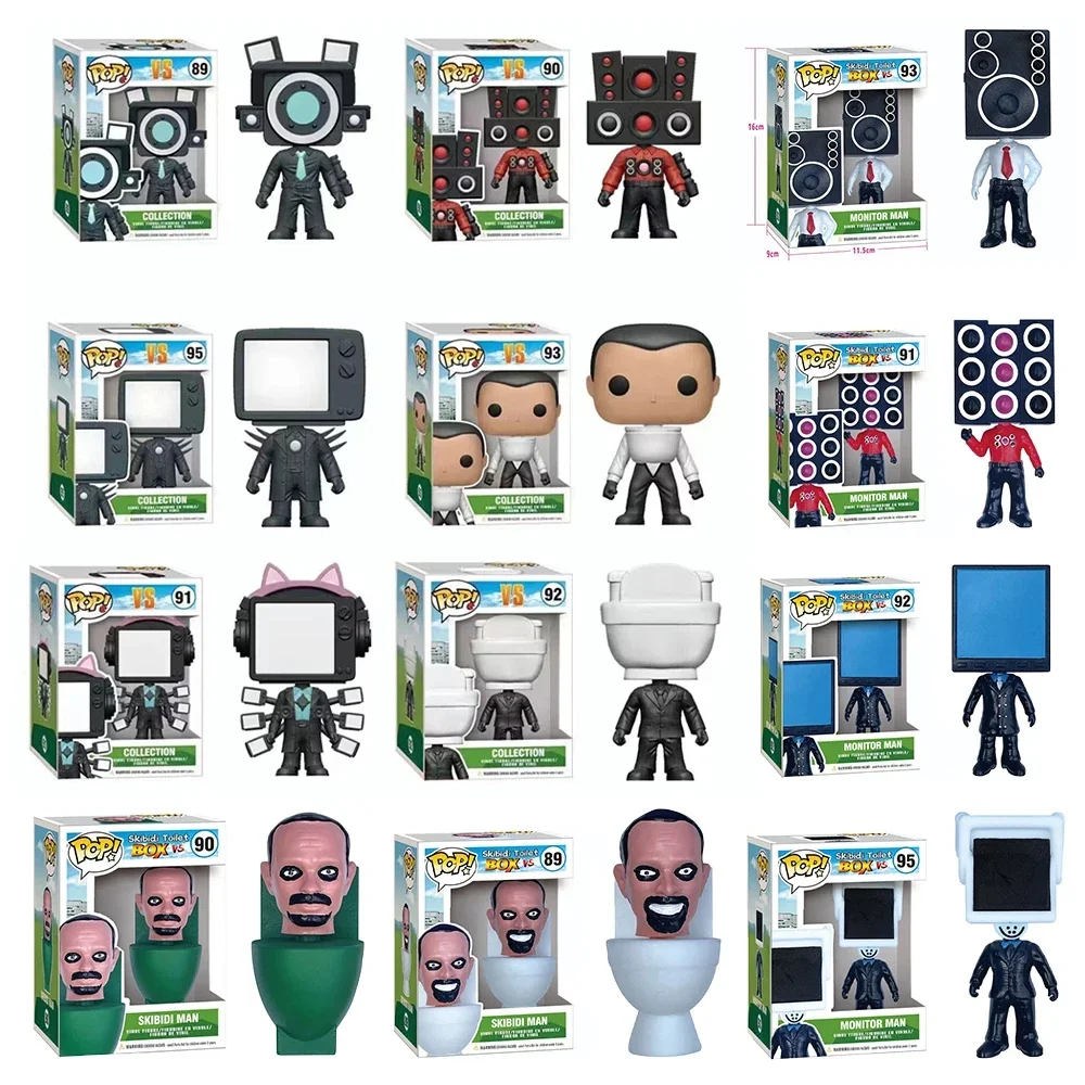 Juego de figuras de acción POP Skibidi para inodoro, muñecos de juguete, Monitor, decoración de pasteles para hombre, regalos de cumpleaños y Navidad, 2 uds.