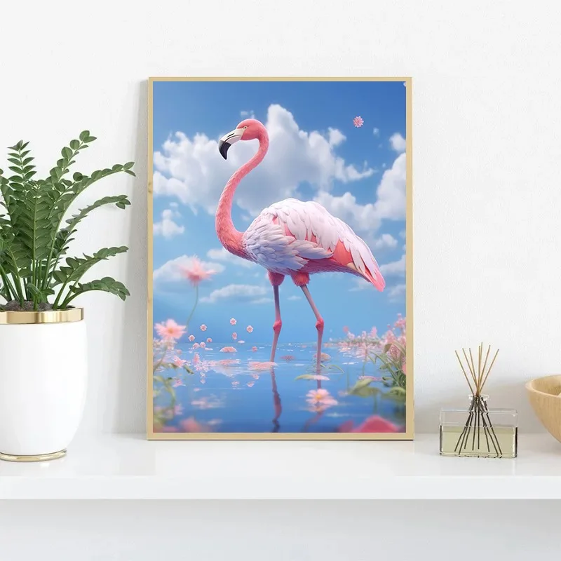 Beautiful Animal Bird Pink Flamingo Landscape Posters Prints Canvas Painting Wall Art Picture for Living Room Home Decoration