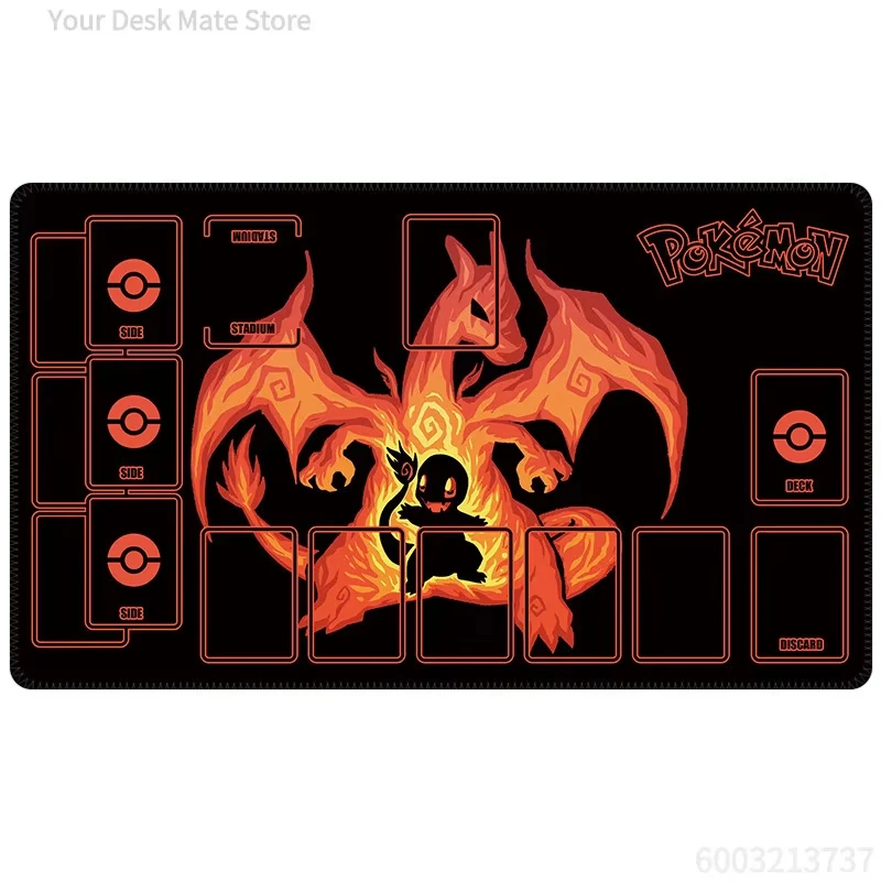 Pokemon Fennekin Froakie TCG Playmat Starter Trio Card Game Mat Non Slip Rubber Large Desk Pad Stitched Edge Table Play Mat
