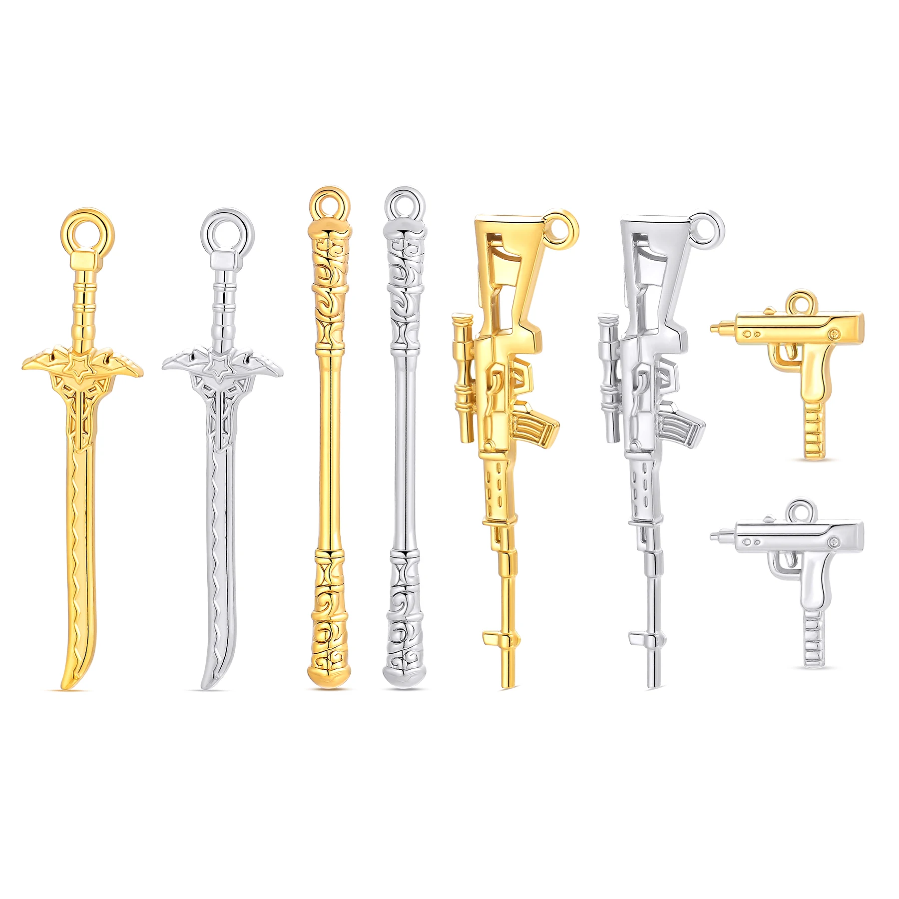 3Pcs Punk Trendy Stainless Steel Spear Gun Charms Pedants DIY Jewelry Making Accessories for Necklace Keychain Craft Findings