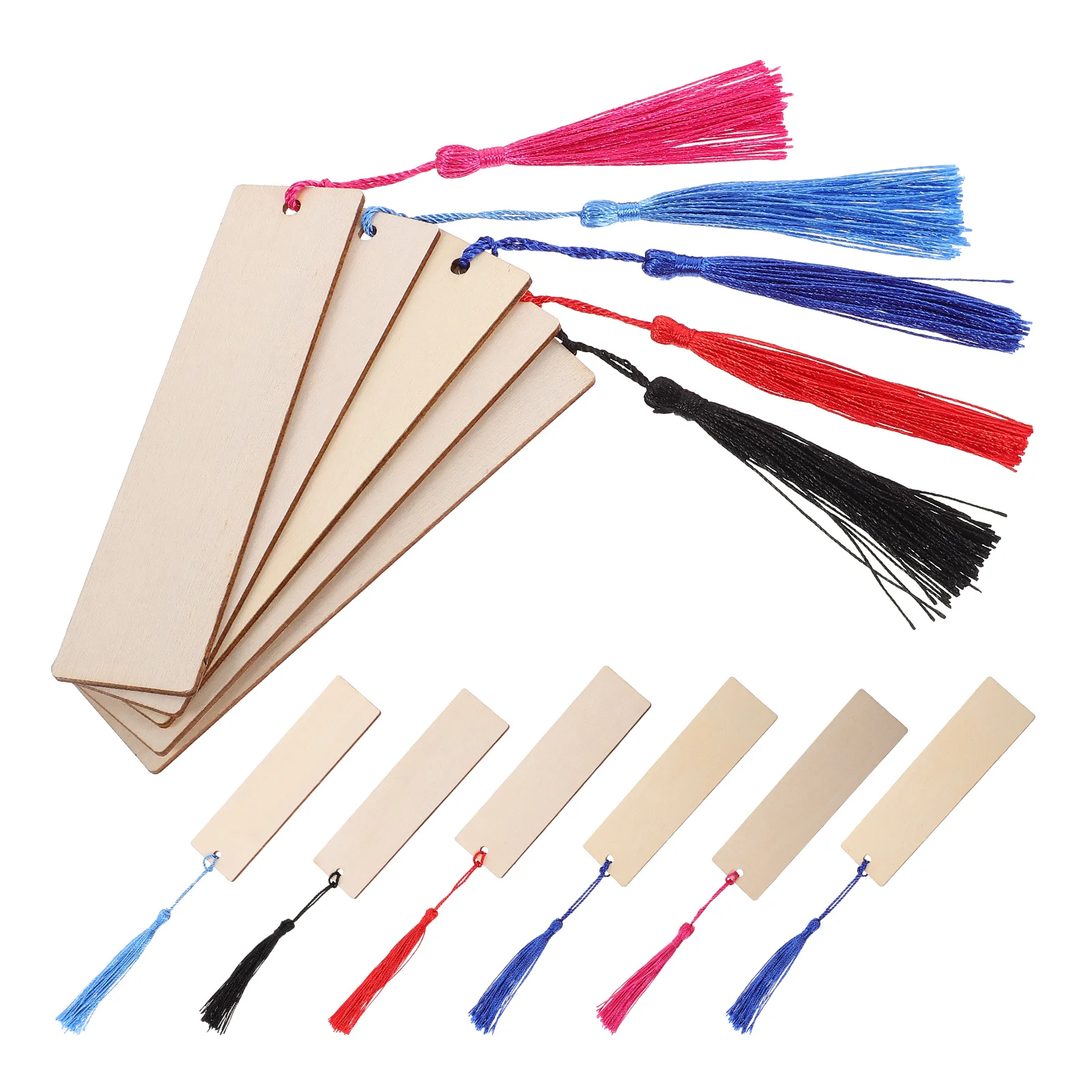 

72 Pcs Unfinished Wood Bookmarks With Tassels DIY Personalized Tags For Birthday Celebrations
