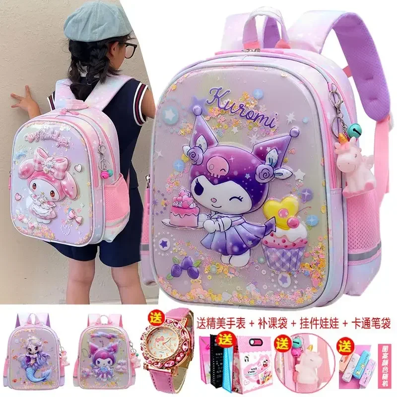 

Children Kuromi Anime Kawaii Sanrio Fashion Schoolbag Cute Cartoon My Melody Backpack Students Storage Book Bag Gifts for Kids