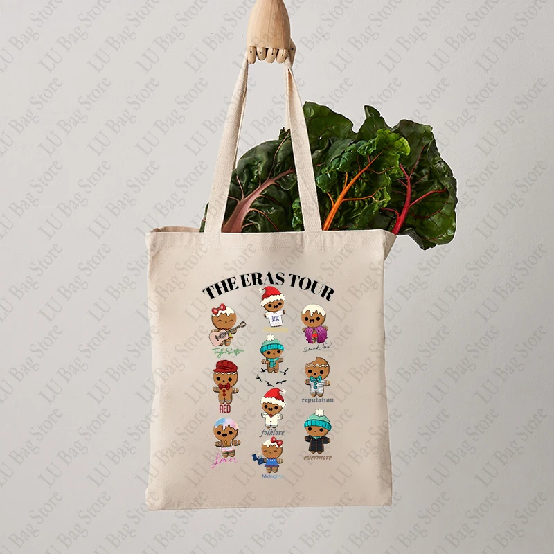 The Eras Tour Version Cute Pattern Tote Bag Album Music Canvas Shoulder Bag Women's Shopping Bag Best Gift for Swiftie