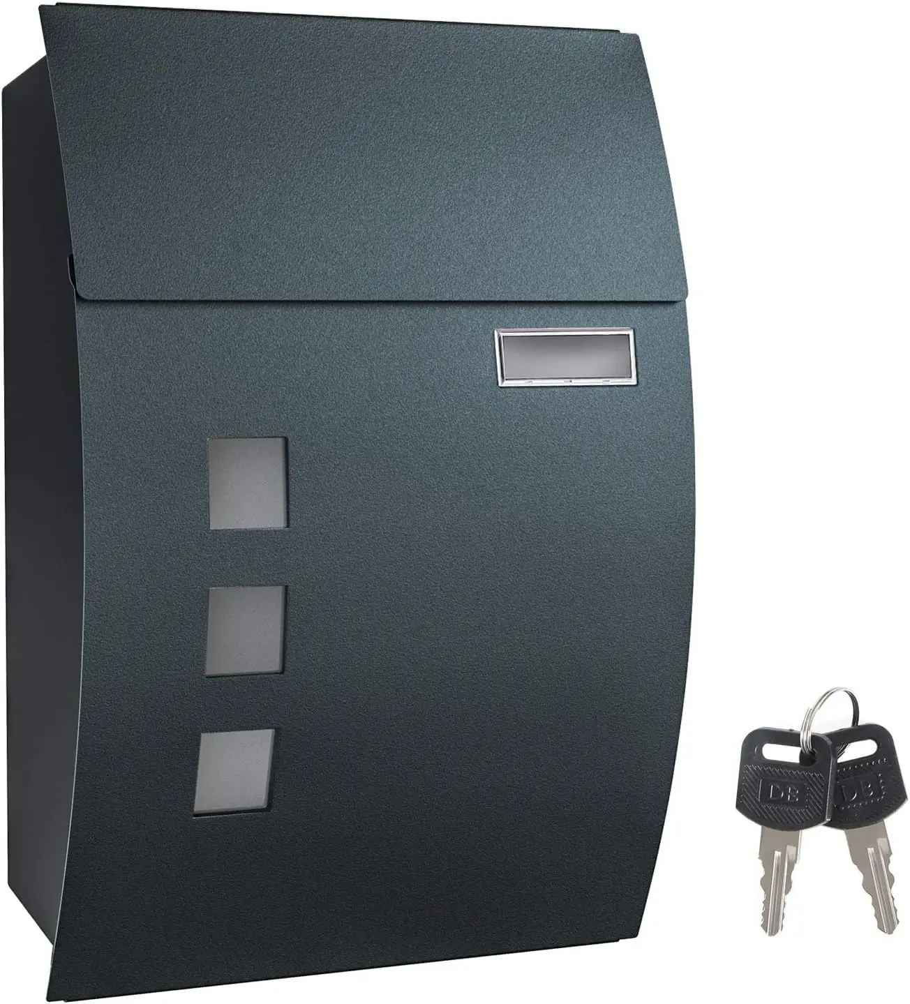 SONGMICS - Wall Mounted Post Box with Viewing Windows, Name Slot, 2 Keys - Easy to Install