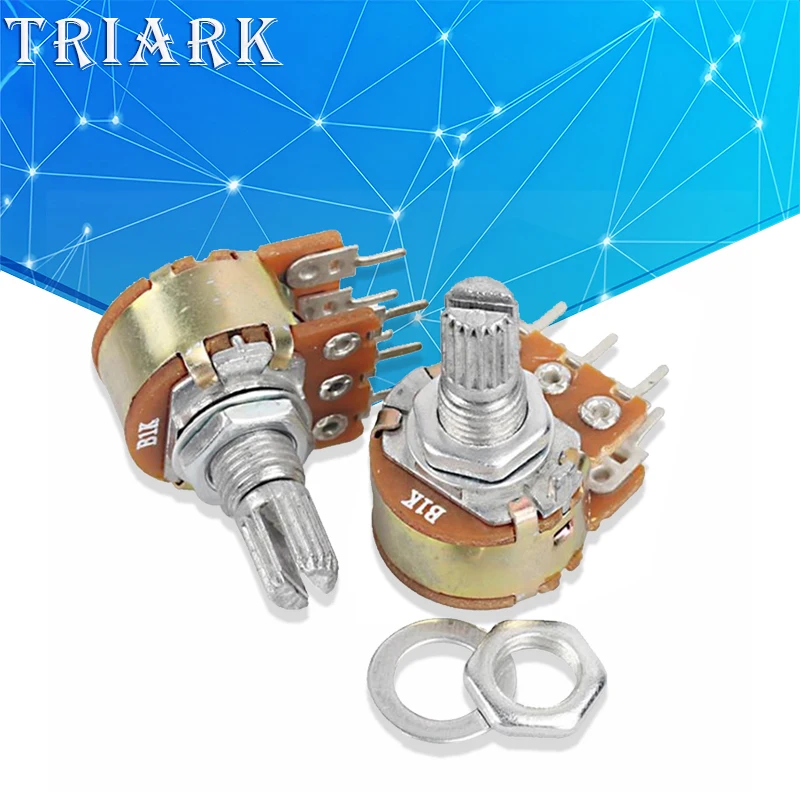 5Pcs WH148 Potentiometer 6Pin Shaft B1K B2K B5K B10K B20K B50K B100K B500K B1M 1K 2K 5K 10K 20K 50K 100K Dual Potentiometer