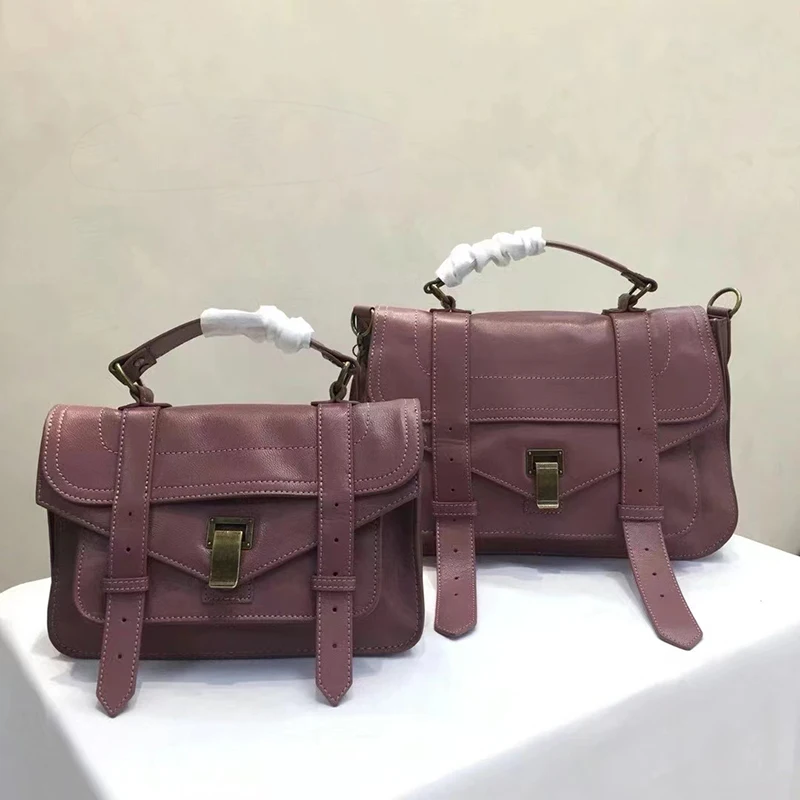 Genuine Sheep Skin Vintage Briefcase Female Two Sizes Luxury Top Quality Handbag Ladies School-Bag Popular New Coming