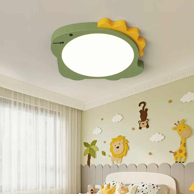 

Nordic Cute Dinosaur Ceiling Lamp Children's Room for Boys Girls' Bedroom Light Simple Modern Creative Cartoon Dimmable Fixture