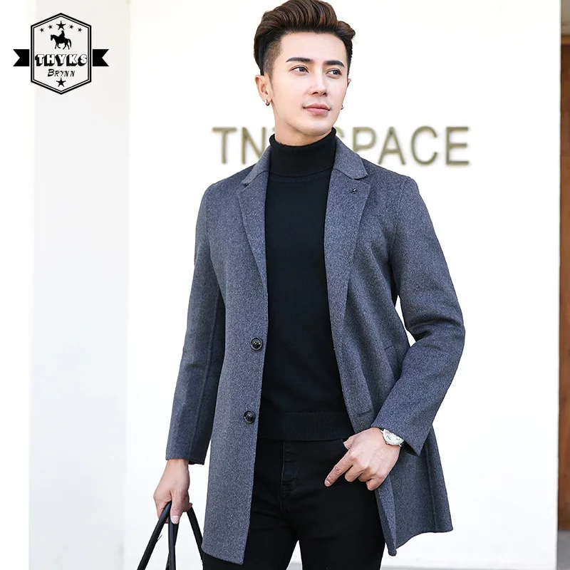 2022 Autumn and Winter New Men's Mid-length Double-sided Woolen Coat Fashion Simple Wool Coat Trendy Men's Overcoat