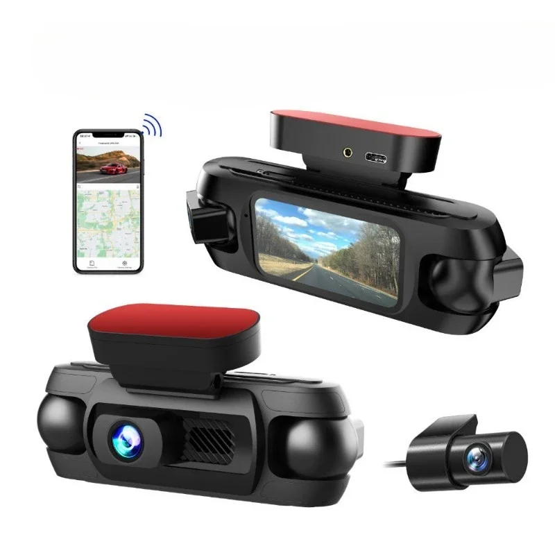 2025 ultra-high definition four-way 3-inch screen built-in GPS large wide-angle ultra-clear driving recorder