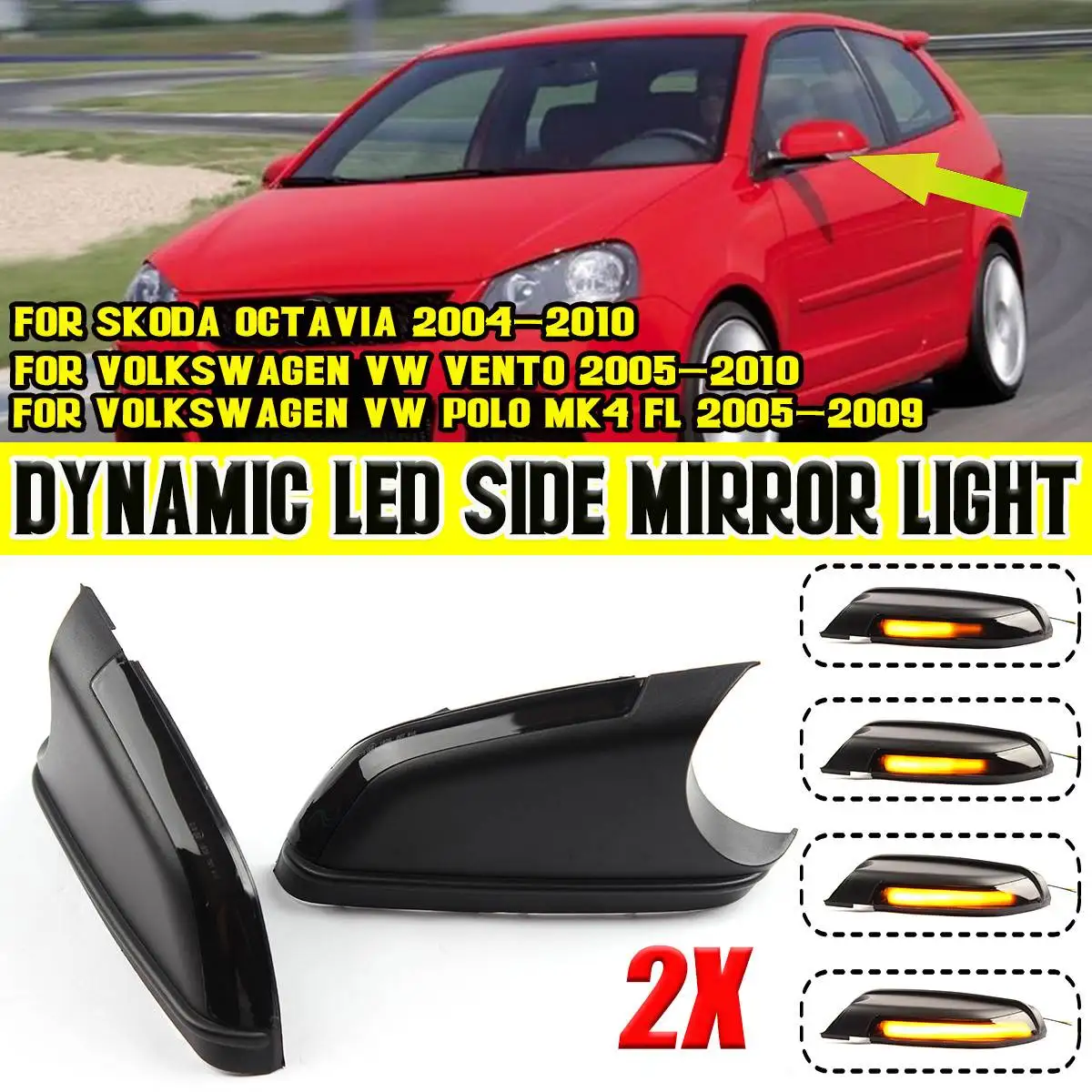 Flashing Lamp LED Dynamic Turn Signal Light Mirror Blinker Indicator For Volkswagen For Polo mk4 FL Vento For Skoda For Octavia