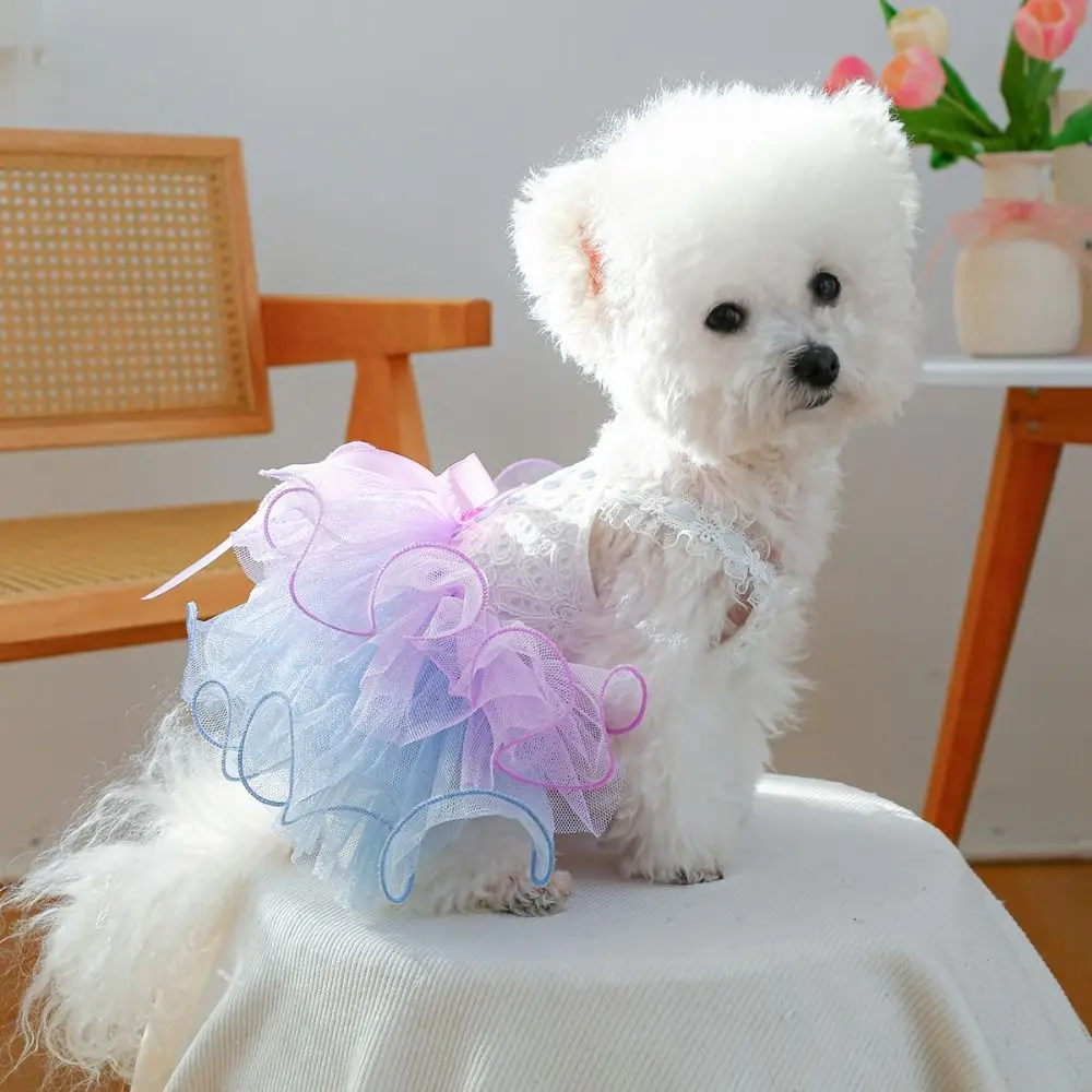 

Elegant Exquisite Dreamy Yarn Skirt Soft Cute Pet Princess Dress Breathable Dog Skirt Spring/Summer