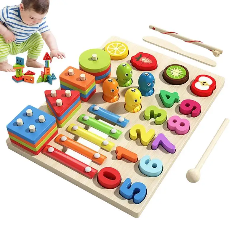 Wooden Shape Learning Puzzles Shapes Sorter Board Puzzle Developmental Preschool Early Educational Sensory Toy For Friends