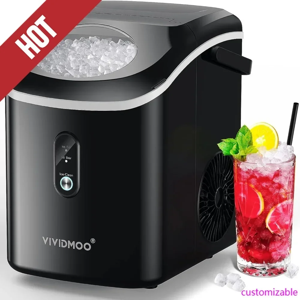 

HOT-Nugget Ice Maker Countertop, 34lbs/Day, Portable Sonic Pebble Ice Maker