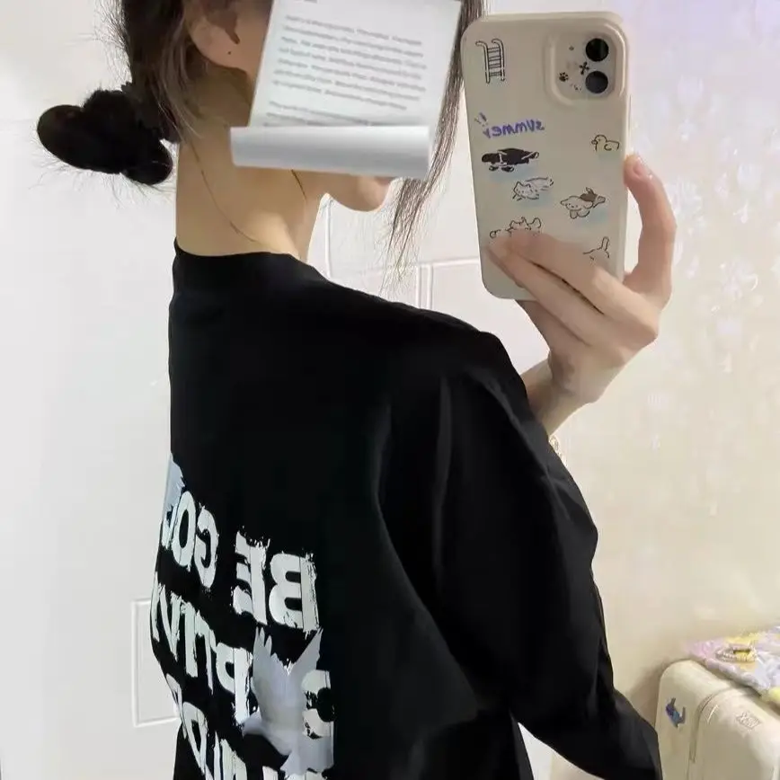 

Футболки с короткими рукавами, женские готические винтажные топы с графическим рисунком, свободный крой, удобные дышащие, повседневные, женские, летние в корейском стиле