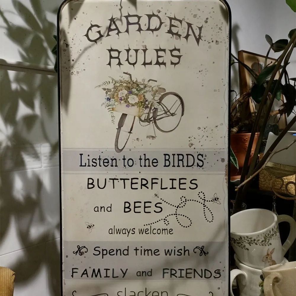 Decorative Plague Sign Garden Rules Coffee Makes Everything Better