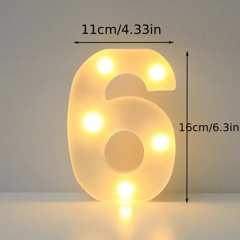 1pc 6,3 zoll Dekorative LED Lampe Weiß Kunststoff Festzelt Anzahl Licht up Zeichen Neon Für Home Hochzeit Party geburtstag Urlaub Dekor – Detail 6