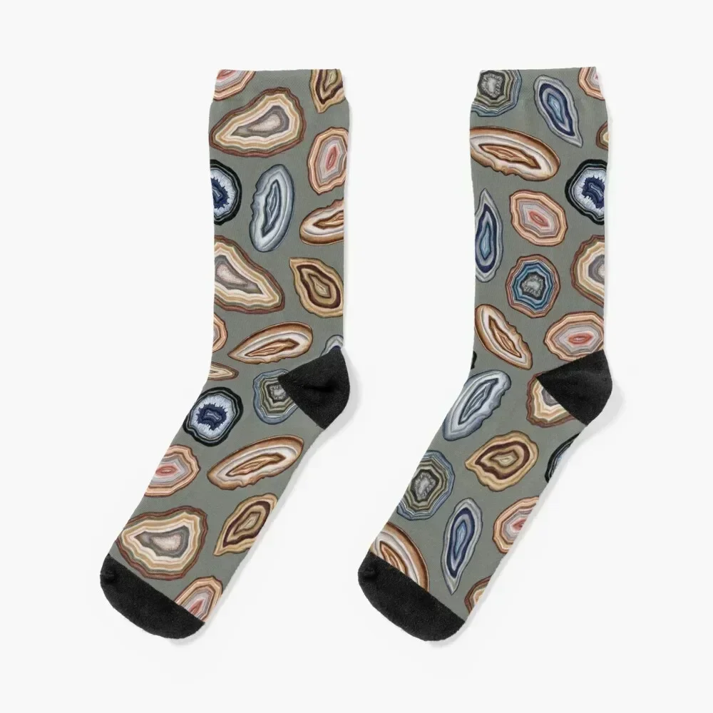 Stylized Agate Slices - Rock/Stone Pattern Socks Hiking boots kids Mens Socks Women's