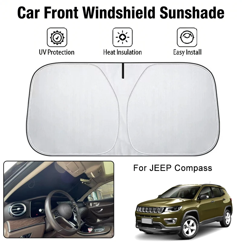 

Солнцезащитный чехол на лобовое стекло автомобиля для JEEP Compass, защита от ультрафиолета, теплоизоляция, аксессуары для защиты от солнца в салоне автомобиля