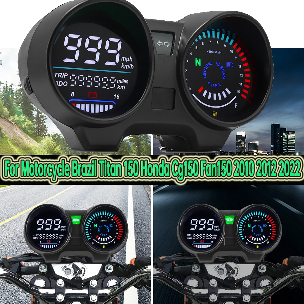 

New Digital Dashboard Speedometer for Brazil TITAN 150 Honda CG150 Fan150 2010 2012 Waterproof LED Electronics Moto RPM Meter
