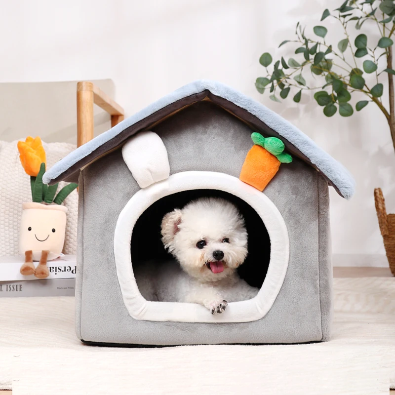 Casa dobrável interior para cães e gatos, sofá quente, canil, tapete de cama para pequeno, médio, grande, caverna de cachorro, ninho de gatos, produtos para animais, inverno