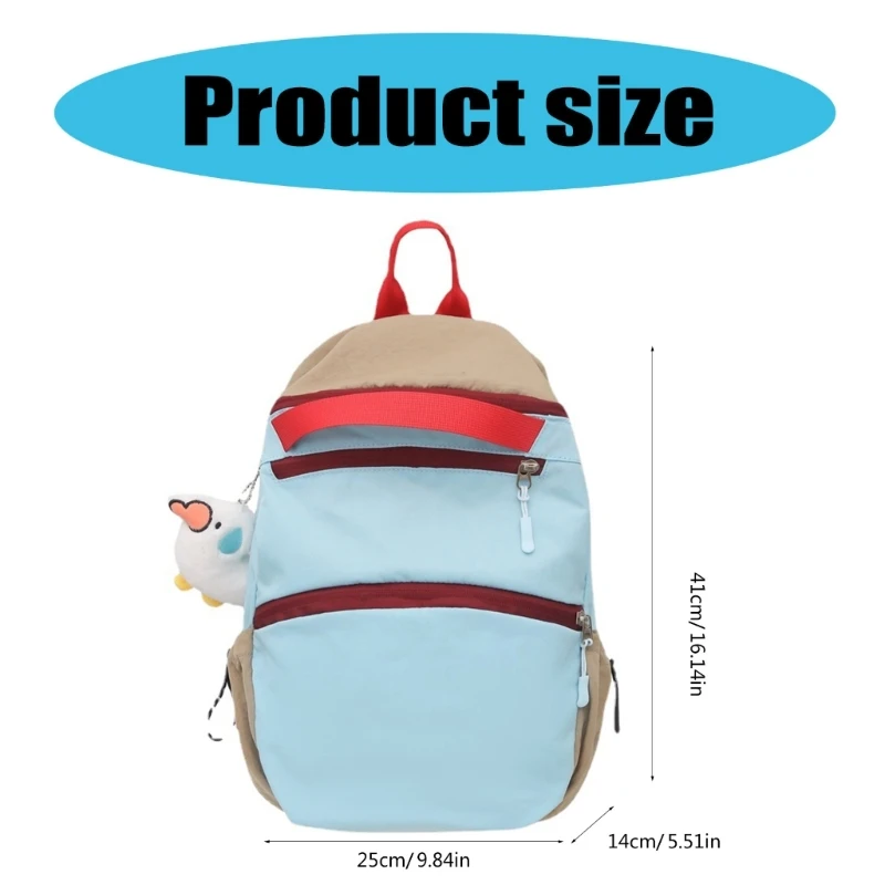 Mochila coreana nailon Color contrastante, bolsa libros multifuncional capacidad para estudiantes con para y