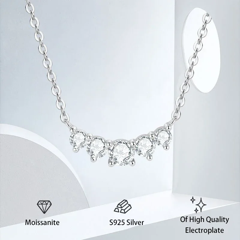 Cttw-Colgante de diamante de moissanita sonriente para mujer, collares de plata de ley 0,58, joyería fina de lujo, regalos con certificado GRA, 925