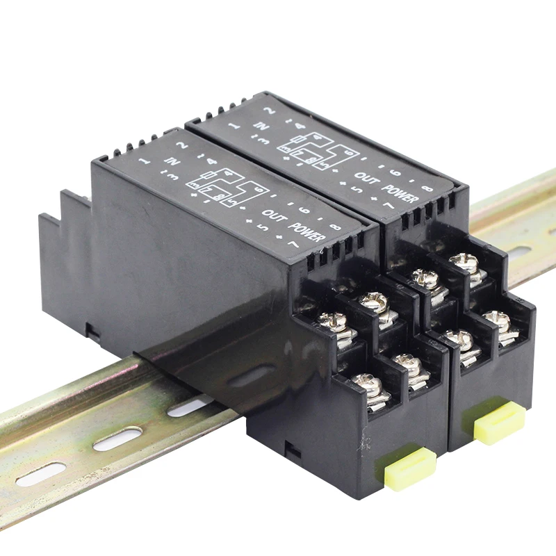 

35mm DIN Rail 1 in 1 Out Potentiometer Transducer 500ohm Input 4-20mA 0-10V Analog Output Potentiometer Transmitter Module