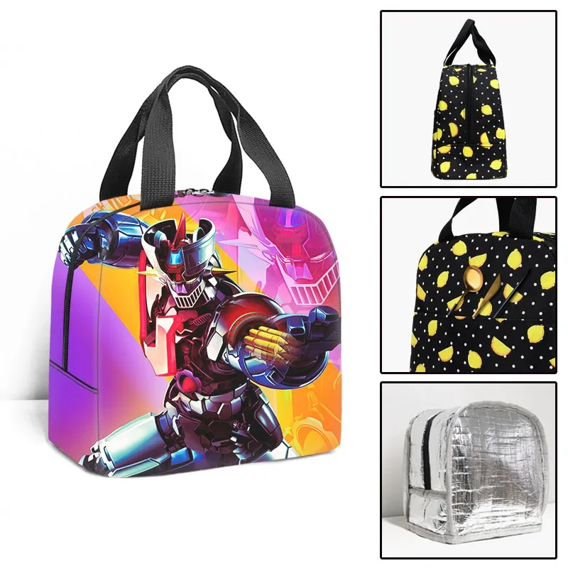 Fashion Youthful Anime Mazinger Z 3D Print Insulated Portable Handbags Ice Bags Lunchbox Thermal insulation Food Lunch Bag