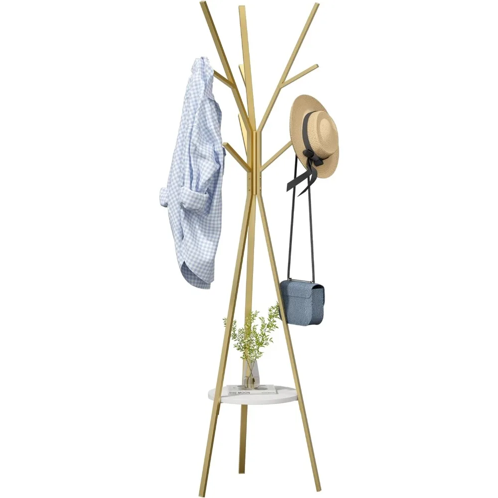 

Coat Rack Hat Stand Free Standing Display Hall Tree Metal Hat Hanger Garment Storage Holder with 9 Hooks for Clothes Hats and