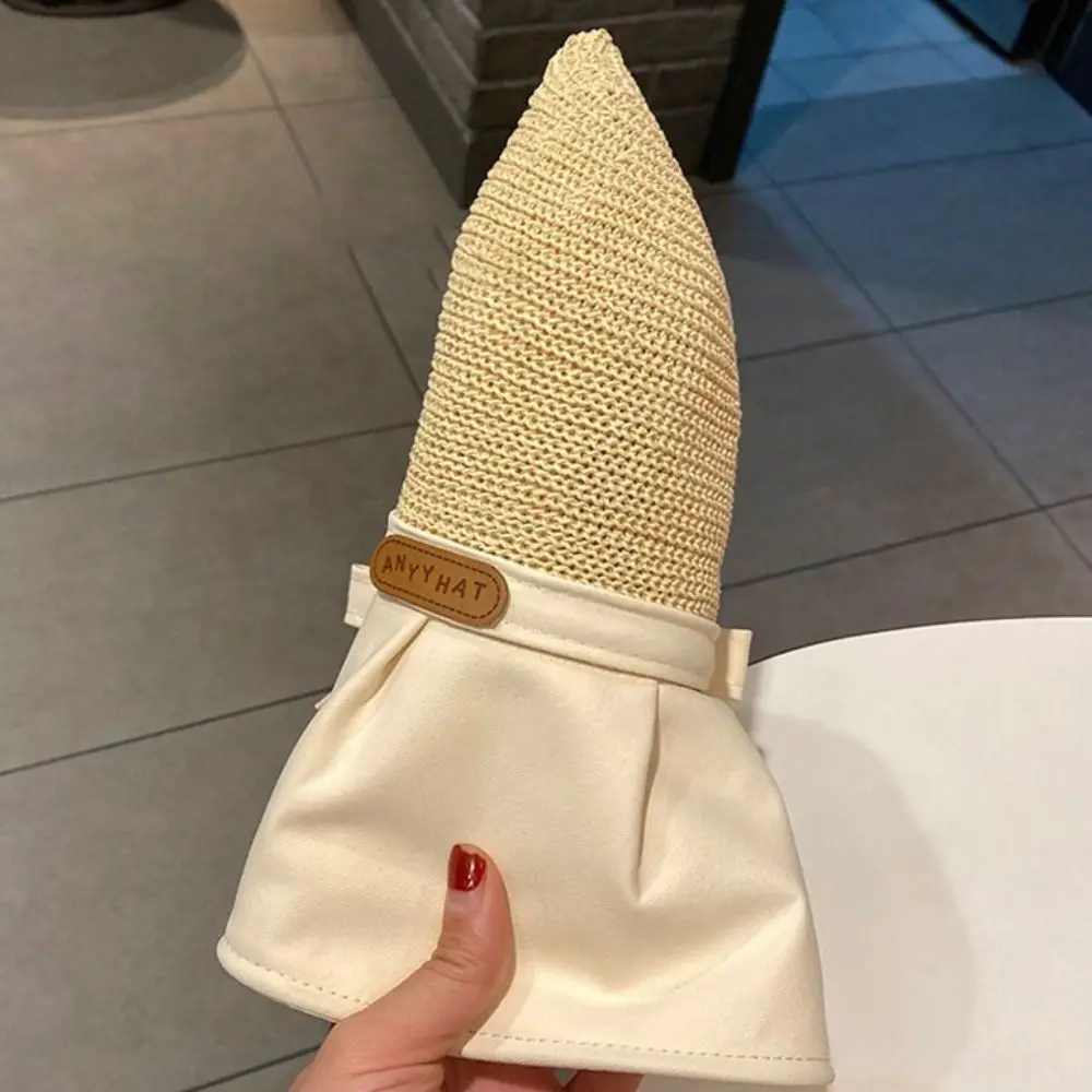 Sombrero de cubo de ala ancha grande para mujer, gorra de Sol de viaje, resistente a los rayos UV, cola de caballo, Verano