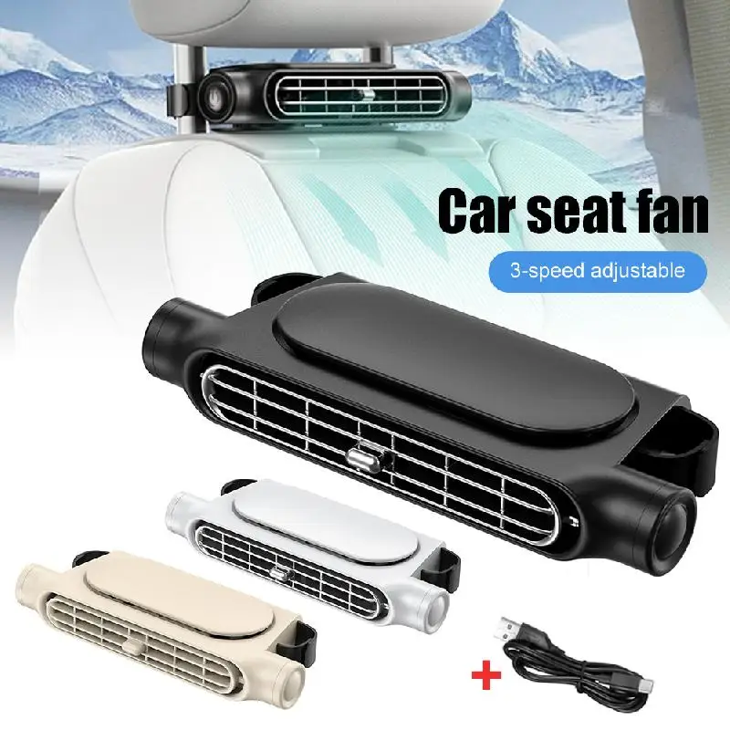 5V USB Backseat Cooling Fan Space-Saving Car Seat Fan Three Adjustable Wind  Speeds For RVs Sedans Mini Cars And SUV