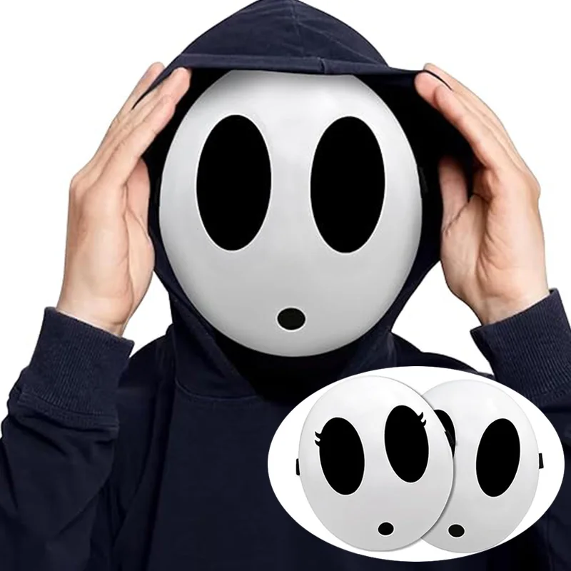 Gra Bros biała maska Shy Guy Halloween maska karnawałowa maska pełnotwarzowa dla chłopca i dziewczynki śmieszne rekwizyty do kostiumów Cosplay