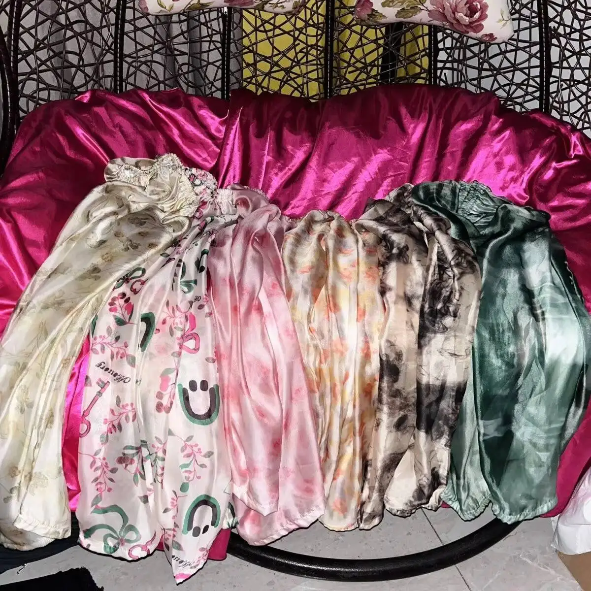 

Unisex Glossy 2 Layers mesh gauze pajamas pants Summer spring plus size sleeping bottoms lantern trousers