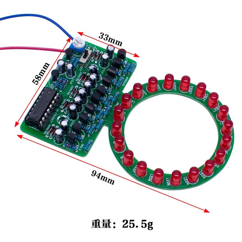 CD4017 Ring Shaped Gradient LED Flowing Lamp DIY Electronic Kit Fun Welding and Manufacturing Parts for Traning and Teaching