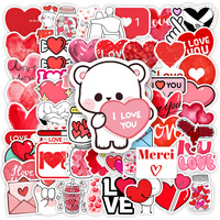 Red Love Heart Shape Stickers Valentine's Day DIY Gift Decal for Laptop Phone Scrapbook Luggage Bottles Decorative Waterproof