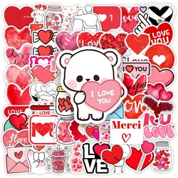 Red Love Heart Shape Stickers Valentine's Day DIY Gift Decal for Laptop Phone Scrapbook Luggage Bottles Decorative Waterproof