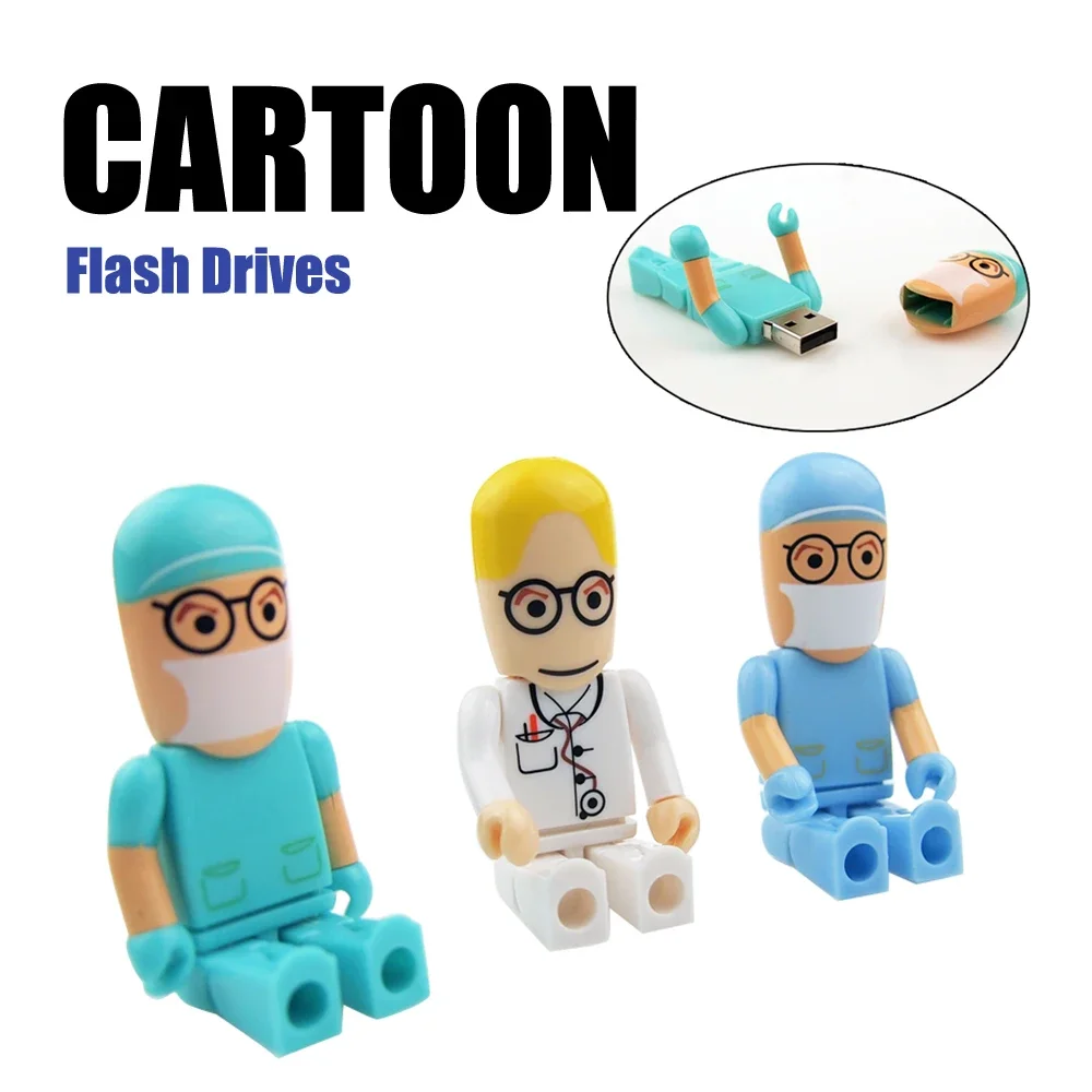 Clé USB 2.0 pour médecins et infirmières, adorable clé USB médicale, dessin animé, disque U, 4 Go, 8 Go, 16 Go, 32 Go, 64 Go, 128 Go