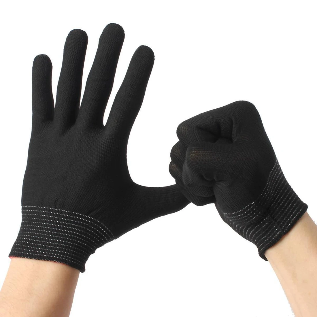 Guantes de trabajo de nailon antiestáticos, 2 pares, negro