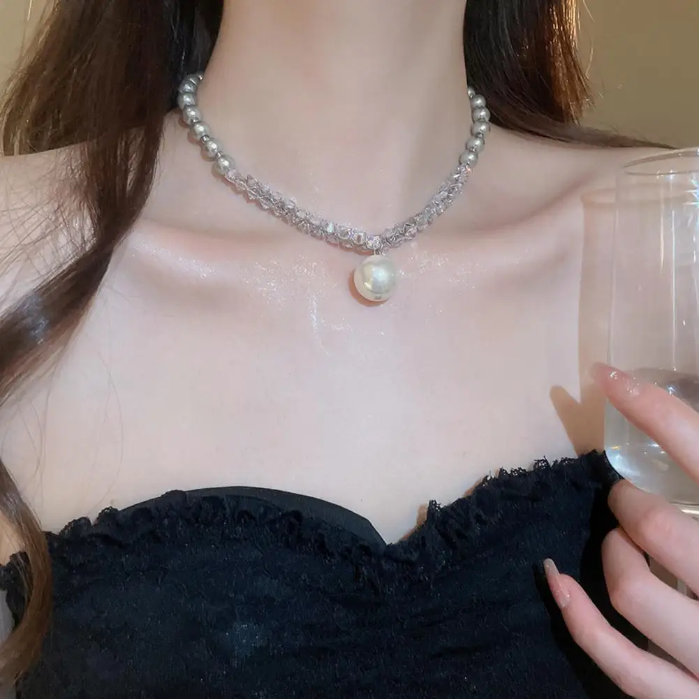 Элегантное жемчужное ожерелье, элегантное ожерелье из искусственного жемчуга для женщин, колье-чокер со стразами и бисером, кулон, ювелирные изделия для подружек невесты, чай