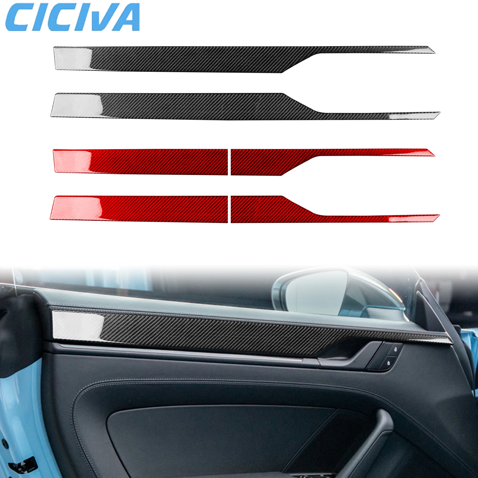 

For Porsche 992 911 2019-2024 Carbon Fiber Door Handle Armrest Decorative Car Accessories Interior Soft Cover Tuning Stickers