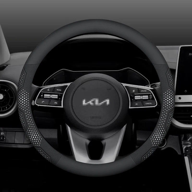 Carbon Fiber Suede Car Steering Wheel Cover for Kia K5 Sportage Picanto Xceed Rio Cerato Soul Carens Seltos Auto Accessories
