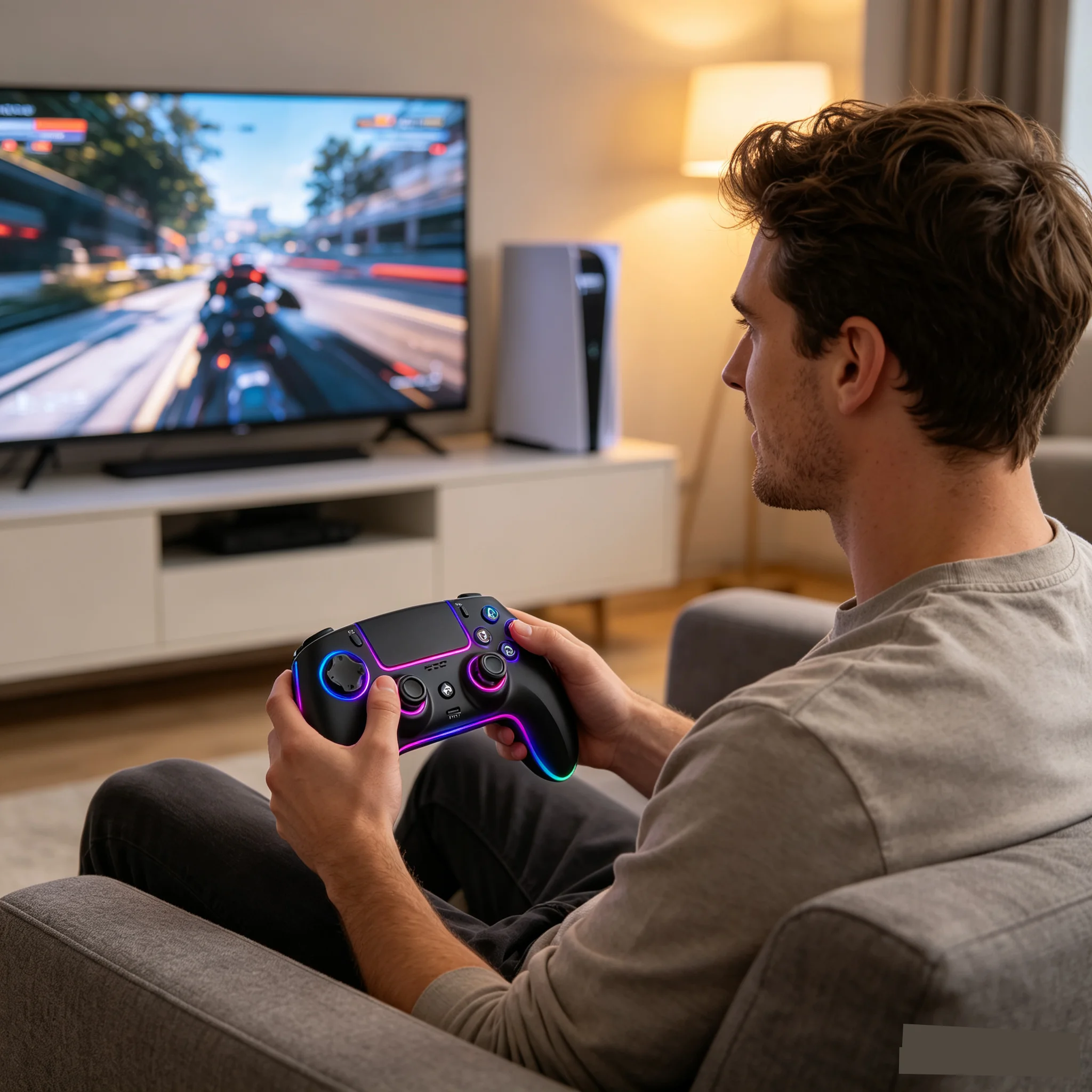 PS5 Gamepad Controller,Wireless Anti-Drift Gamepad,Dual Hall Joysticks&Triggers,Macro Back Buttons,1500mAh, RGB Hall Effect