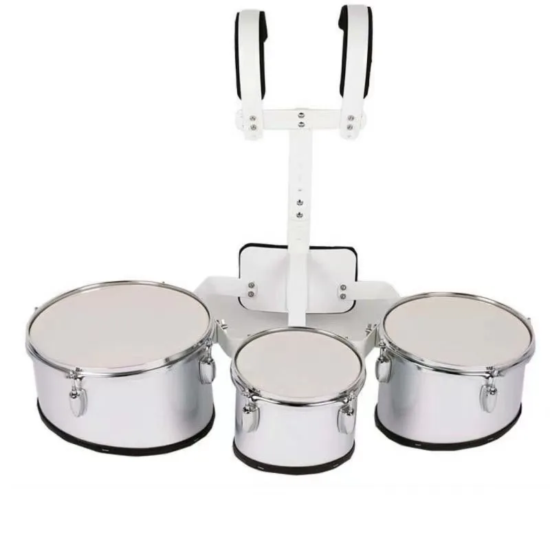 

Back-mounted marching drum, multiple triple, multi-tone, quadruple, quintuple instrument performance